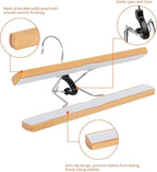 Amazon Basics Sturdy Wooden Pants Hangers - Natural, 10-Pack