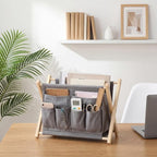 Sliner 1 Pack Foldable Magazine Rack with 6 Pockets 14x10.4 Inch Book Basket Storage Holder for Books, Newspapers, Home Couch Tablet Magazine Holder for TV Remote Control Living Room