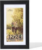 KTKDE 12x24 Picture Frame,Poster Frame Display Pictures 10 x20 with Mat or 12x24 Without, Tempered Glass,24 by 12 Black Wooden Frame Wall Gallery Photo Frame best gift