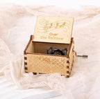 AUEAR, Over The Rainbow Wooden Music Box Hand Crank Laser Engraved Vintage Musical Small Unique Gift for Birthday Wedding Christmas Valentines Day (Style D)