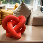 Wood Chain Link Decor--3 Link Wood Knot Decor Hand Carved Coffee Table Decor Farmhouse Rustic Shelf Decor Boho Modern Simplicity Decorative Objects for Living Room Bedroom Decorations (Red)