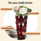 CEMABT 9.5inch 3.4 lb Glass Vases for Flowers Unbreakable Thickened Morden vase for Tables Centerpieces,Colorful,Vintage and Clear Rose Large Flower vases for Bouquet Unique Gifts（Red）