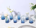 12 Pack Blue Glass Bud Vase Set, Small Vintage Vases for Centerpieces, Decorative Flower Vases for Wedding Home Table Decor