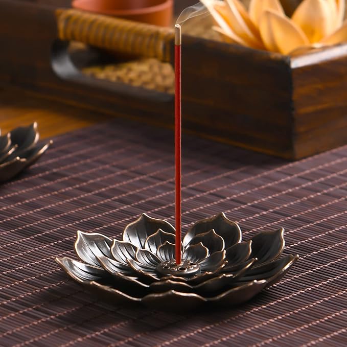 SLKIJDHFB Incense Burner - Lotus Stick Incense Holder 6 Incense Holes with Detachable Ash Catcher 2Pcs