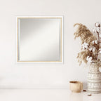 Amanti Art White Wall Mirror 22x22 Morgan White Gold Square Bathroom Mirror for Wall Decor Living Room, Medium Modern Wood Frame, Hangs Horizonally and Vertically, Bathroom Decor, Beveled Edge