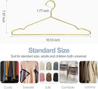 SPECILITE Metal Wire Clothes Hangers Bulk 60 Pack with Notches for Standard Size Coats, Shirts, Suits, Pants, Heavy Duty, Space-Saving, Gold