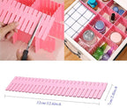 8pcs DIY Plastic Drawer Organizer Adjustable Drawer Dividers for Home Tidy Closet, Socks, Underwear, Office School Supplies, Kitchen Utensil Tools (Pink)