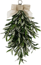 22" Artificial Olive Branch Swag, 1-Pack Realistic Greenery Swag with Olive Fruit/Green Leaves/Artificial Flowers, Seasonal Olive Branch Wreath for Front Door, Indoor & Outdoor Decor