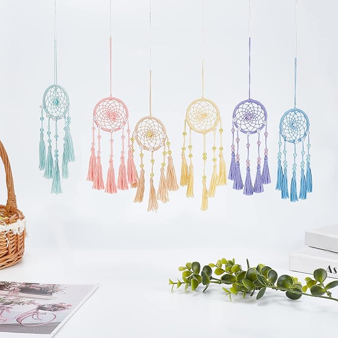 INFUNLY 6 Set Dream Catchers DIY Small Dream Catcher Car Decor Charm Mini Dreamcatcher for Bag Pendant Colorful Handmade for Key Chain