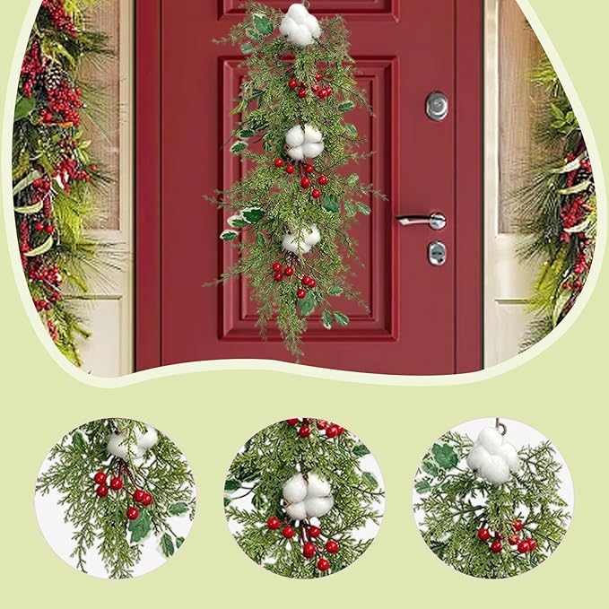 Artificial Christmas Teardrop Swag Door Swag 68cm Decorative Prop Ornament