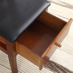 Chair Valet With Drawer,Wooden Suit Valet Stand With Contour Hanger,Trouser Bar and Tie & Belt Bar, 18" W x 23" D x 44" H,Natural wood color