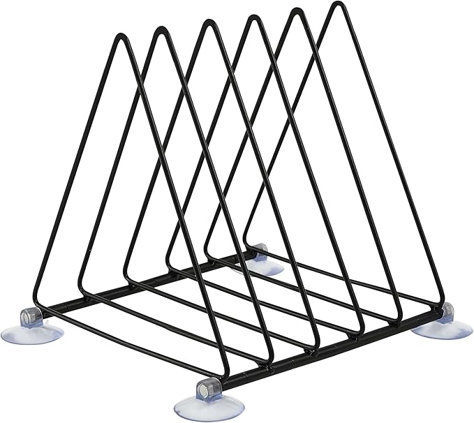 Vinyl Record Holder Storage, 5 Slot Metal Record Stand Magazine Newspaper Album Display Rack Desktop Triangle File Holders for Office Home Black