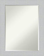 Amanti Art White Wall Mirror 28x22 Shiplap White Rectangle Bathroom Mirror for Wall Decor Living Room, Medium Cottage Wood Frame, Hangs Horizonally and Vertically, Bathroom Decor, Beveled Edge