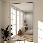 BEAUTYPEAK 77"x38" Rectangle Full Body Floor Mirrors, Full Length Mirror Hanging or Leaning, Aluminum Alloy Frame Wall Mirror for Bedroom, Dressing Room, Black
