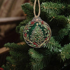 DASTOLL Stained Glass Christmas Decorations, Vintage Patina Wreath Suncatcher for Window Christmas Tree Hanging Ornaments Green Sun Catcher Xmas Decor Gifts for Women Men Mom Nana Friend