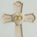 Grace4Joy Wedding Wall Cross, 10 Inches Marriage Prayer Cross Decor Vow Renewal Gifts, Hand Painted Faith Hope Love Wall Decor Religious Wedding Gifts for Couples