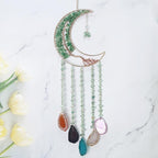 Green Agate Dream Catchers with Crystal Tree of Life Gemstone Dream Catchers Natural Gem Agate Wall Hangings Room Dreamcatchers Decor (Green)