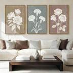 BINCUE Boho Floral Wall Painting Framed Botanical Wall Art Decor Flower Print Flower Artwork Floral Art Prints Flowers Pictures for Living Room Bedroom Dining Room Farmhouse 16x24 Inch Set of 3 Gift