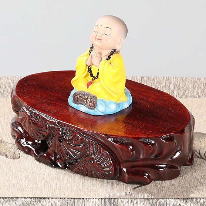 GOLDY&WENDY Oriental Solid Wood Carved Vase Plant Fishbowl Buddha Display Stand Pedestal Base