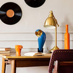Thyle 1 Pcs Mid Century Modern Owl Statue for Home Decor Accents Resin Owl Sculpture Handmade Vintage Modern Birds Statue for Bookshelves Desk Living Room Display Collectible Gift (Blue,15.8 Inch)