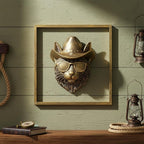 Newinhome Animal Heads Wall Decor (Includes Metal Frame) Resin Animals Sculptures Head Wall Hanging Decoration Gold vintage Wall Sculpture for Living Room Bedroom Office(Bobcat)