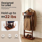 Mens Valet Stand with Drawer, Top Tray, Contour Hanger, Trouser Bar, Belt Hooks & Shoe Rack, Accessory & Clothes Organizer, Freestanding Clothing Valet Stand for Home Office