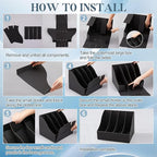 3 Pack Cardboard Magazine File Holders 12 Grids Vertical Book Bins 10.6'' x 10.2'' x 14'' Magazine Document Storage Box for Desk Shelves Home Office Classroom Library Use (Black)
