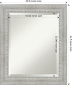 Amanti Art White Wall Mirror 24x20 Rustic White Wash Rectangle Bathroom Mirror for Wall Decor Living Room, Small Country Rustic Wood Frame, Hangs Horizonally and Vertically, Bathroom Decor, Beveled