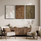 Large Framed 3D Textured Abstract Wall Art for Living Room, 3 Piece Modern Geometric Pictures Wall Decor, Neutral Minimalist White Brown Paintings for Bedroom Dining Room Hallway Office, 24x36 In