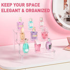 2 Packs Acrylic Display Stand Riser,3 Tier Perfume Organizer Cupcake Stand Acrylic Pop Shelves Holder,Clear Desk Display Shelf for Figure,Trinket,Collectibles,Dessert Tray Stands for Party Decor-7.9in