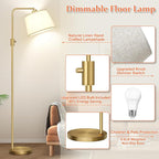 【Upgraded】 Dimmable Floor Lamp, 1000 Lumens LED Edison Bulb Included, Arc Floor Lamps for Living Room Modern Standing Lamp with Shade, Tall Lamps for Living Room Bedroom Office Dining Room - Gold