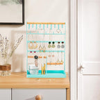 ProCase Jewelry Organizer Stand Necklace Organizer Earring Holder, 6 Tier Jewelry Stand Necklace Holder with 15 Hooks, Jewelry Tower Display Rack Storage Tree for Bracelets Earrings Rings -Aqua