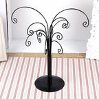 10.6 inch Ornament Tree Display Stand Rotating Decor, Decorative Black Metal Tabletop Display Stand Features Multiple Hooks, Display Rack for Ornaments Glass Globes Balls and Small Craft Items (2PCS)