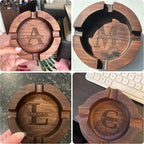 Personalized Name Walnut Cigar Ash Tray for Men Custom Wooden Cigar Ashtray for Outdoors Engraved Monogramed Ashtray Gifts for Father's Day Husband Fathers Groomsmen Papa Grandpa from Daughter Wife
