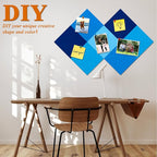 Square Felt Cork Bulletin Board Tiles, Self Adhesive DIY Felt Pin Board for Wall 30" x 20" with 35 Pushpins for Office School Home Wall Decor Stickers Memos Photos Display (Gradual Blue)