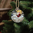 DASTOLL Stained Glass Christmas Decorations, Golden Moon Santa Claus Cloud Suncatcher for Window Christmas Tree Hanging Ornaments Sun Catcher Xmas Decor Gifts for Women Men Mom Nana Friend