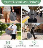 Garvee 3-Pack Grey Collapsible Hat Storage Boxes with Handles and Shoulder Strap – Large Dustproof Organizer for Cowboy, Fedora & Sun Hats – Portable Travel and Home Storage, 42×42×19cm, Grey