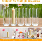 12 Pack 6.5" Tall x 2.4" Diameter Clear Glass Cylinder Vases-Flower Vases for Centerpieces, Hurricane & Floating Candle Holders for Weddings, Parties, Home Decor,Table Displays