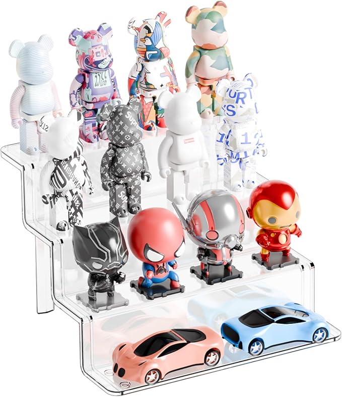Yieach 4 Tier Clear Riser Display Stand - Tool-Free Assembly - 9 Inch Figure Display,Perfume Stand Organizer and Cologne Shelf,Small Acrylic Stands for Fragrance,Figure,Car,Collectibles and Funko Pop