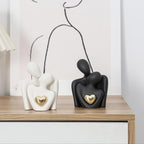 Ceramic Couple Statue - Modern Shelf Decor Knick Knacks for Shelves, Valentine's Day Wedding Gifts, Home Decor for Living Room, Bedroom, Bookshelf & TV Stand - Small Figurines(Black)