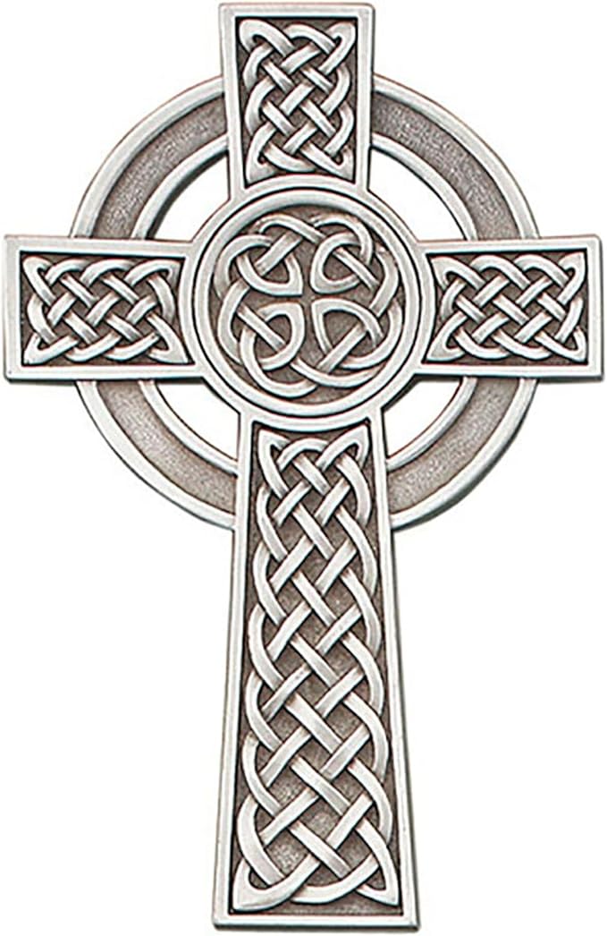 Christian Brands Crucifixes - Pewter Knotted Celtic Hanging Wall Cross, 8" H, Antiqued Finish