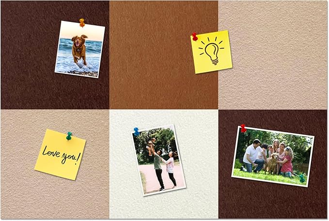 Square Felt Cork Bulletin Board Tiles, Self Adhesive DIY Felt Pin Board for Wall 30" x 20" with 35 Pushpins for Office School Home Wall Decor Stickers Memos Photos Display (Gradual Brown)