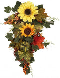 Blossoms Pumpkin Swag Artificial Autumn Door Swag Tree-Shaped Entryway Decor