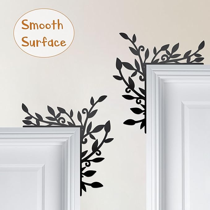 Urbraneco Floral Window and Door Corner Accent Leaf Corner Topper Decor Metal Hanging Decor for Door Corner