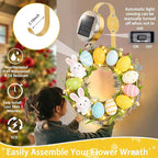 Solar Easter Wreath Hangers for Front Door with LED Lights, Compatible with Lighted Wreaths,Holiday Decorations. Large Suction Cup Metal Hook for Glass Window Outdoor Porch