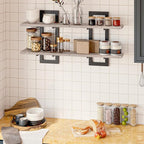 HOOBRO Floating Shelves, 15 Inch Wall Shelf Set of 2, Wall Mounted Storage Shelves 2-Tier, Hanging Bathroom Shelves, for Living Room, Bedroom, Bathroom, Kitchen, Greige BG32BJ01