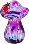 H&D HYALINE & DORA Crystal Mushroom Ladybug Figurine Handmade Glass Plant Figurine Collectible Kitchen Decor Mushroom Gifts for Women (Purple)