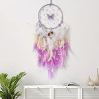 Purple Dream Catcher Wall Decor Feather Dream Catchers with Crystal Tree of Life Pendant Handmade Dreamcatcher Wall Hanging Ornament for Bedroom Living Room Home Decor