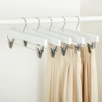 Amazon Basics Durable Wooden Pants and Skirt Hangers with Clips,Closet Organizer,White,(Pack of 60)