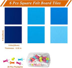 Square Felt Cork Bulletin Board Tiles, Self Adhesive DIY Felt Pin Board for Wall 30" x 20" with 35 Pushpins for Office School Home Wall Decor Stickers Memos Photos Display (Gradual Blue)
